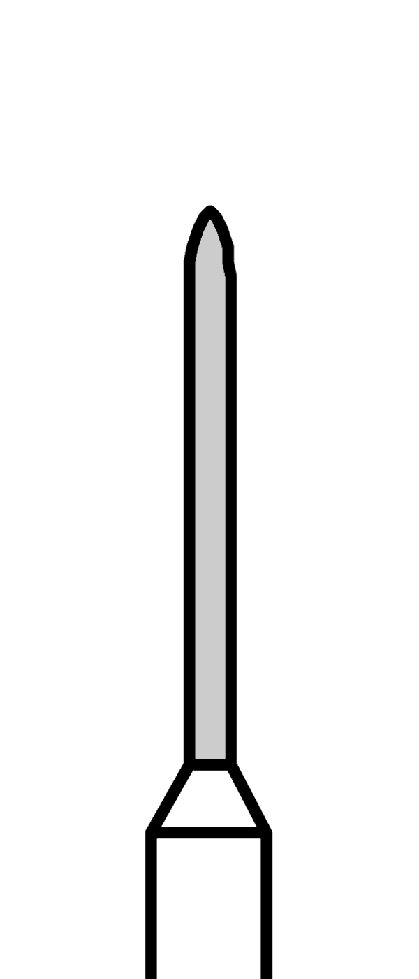 Diamantový vrtáček, modré torpédo (L = 8 mm), do mikromotoru, střední zrnitost, Ø 0,8 mm – 806 104 289 524 008