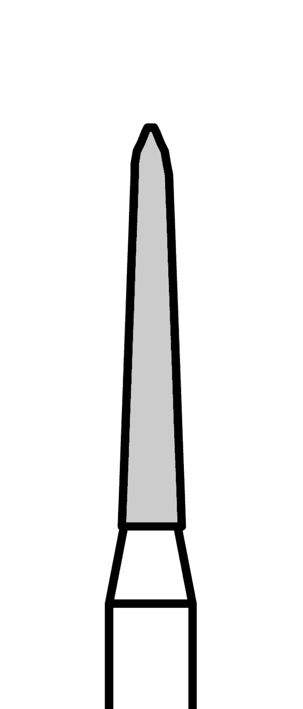 Diamantový vrtáček, červené torpédo, kónické (L = 8 mm), do mikromotoru, jemná zrnitost, Ø 1,4 mm – 806 104 298K 514 014