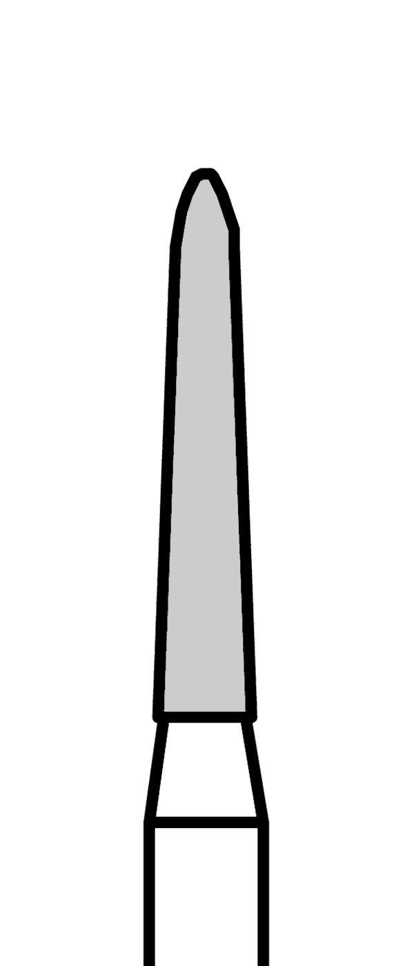 Diamantový vrtáček, zelené torpédo, kónické (L = 8 mm), do červeného kolénka, hrubá zrnitost, Ø 1,6 mm – 806 313 298K 534 016