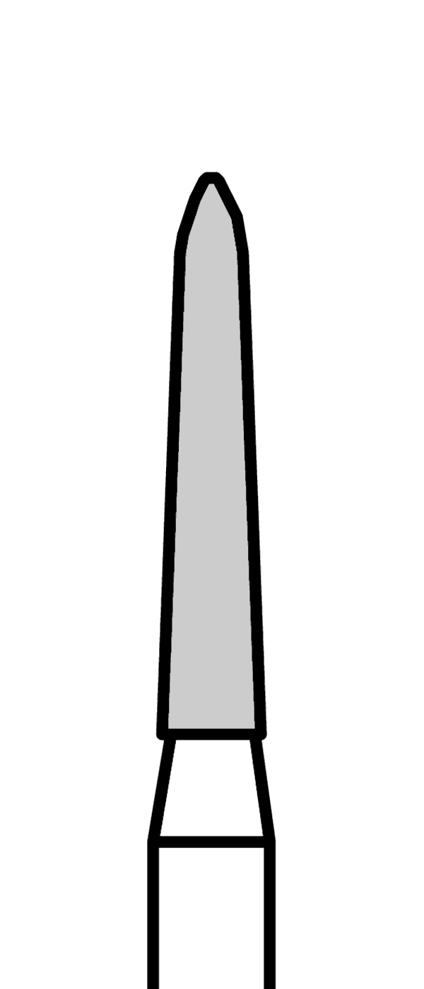 Diamantový vrtáček, černé torpédo, kónické (L = 8 mm), do červeného kolénka, velmi hrubá zrnitost, Ø 1,8 mm – 806 314 298K 544 018