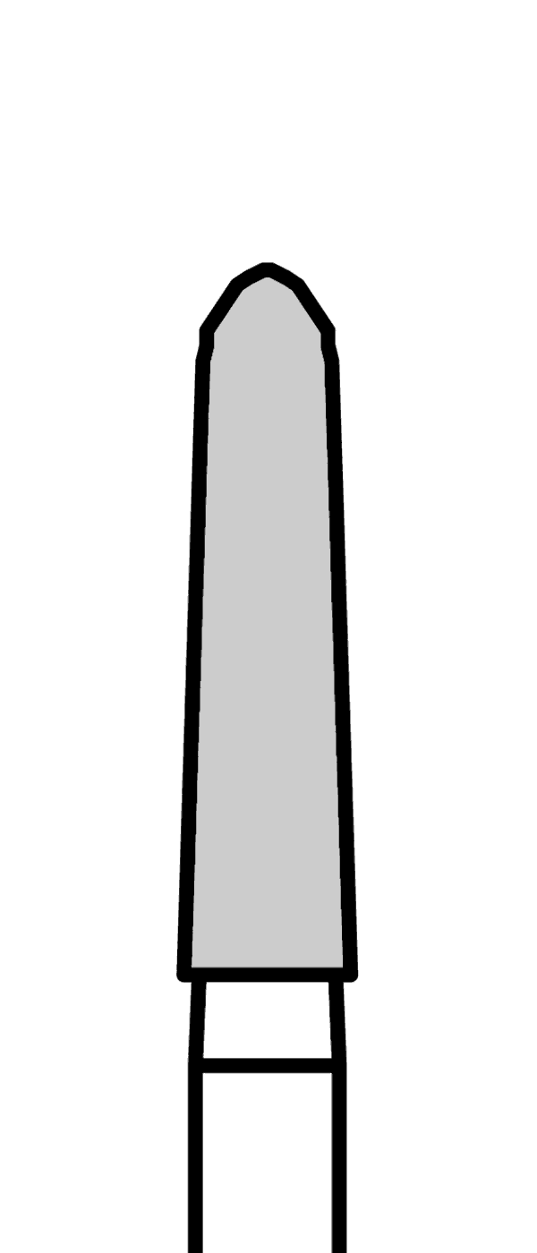 Diamantový vrtáček, zelené torpédo, kónické (L = 8 mm), do červeného kolénka, hrubá zrnitost, Ø 2,1 mm – 806 314 298K 534 021