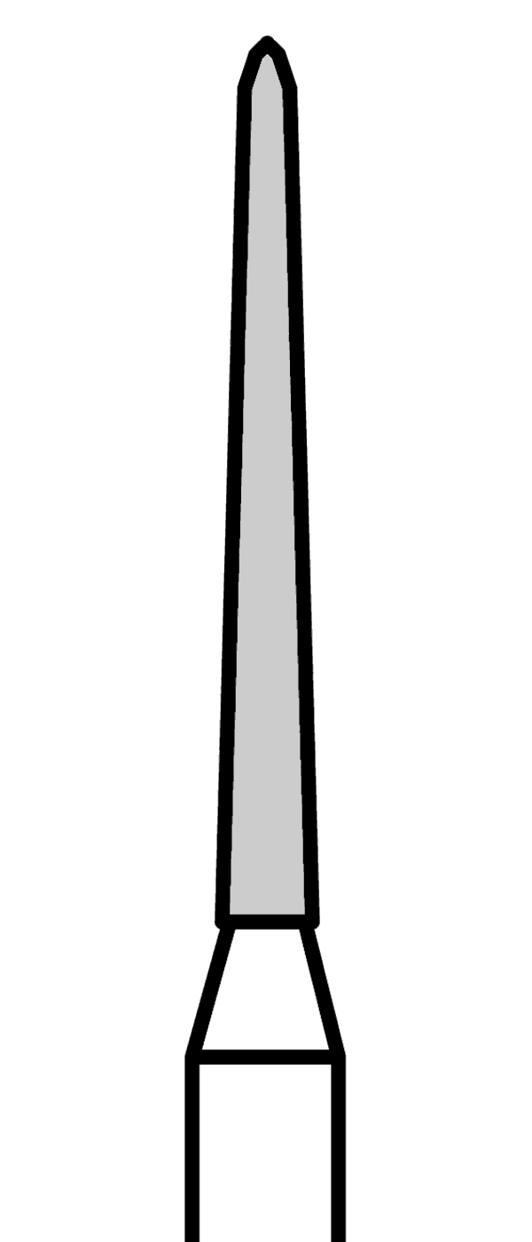 Diamantový vrtáček, černé torpédo, kónické (L = 10 mm), do červeného kolénka, velmi hrubá zrnitost, Ø 1,2 mm – 806 314 299K 544 012