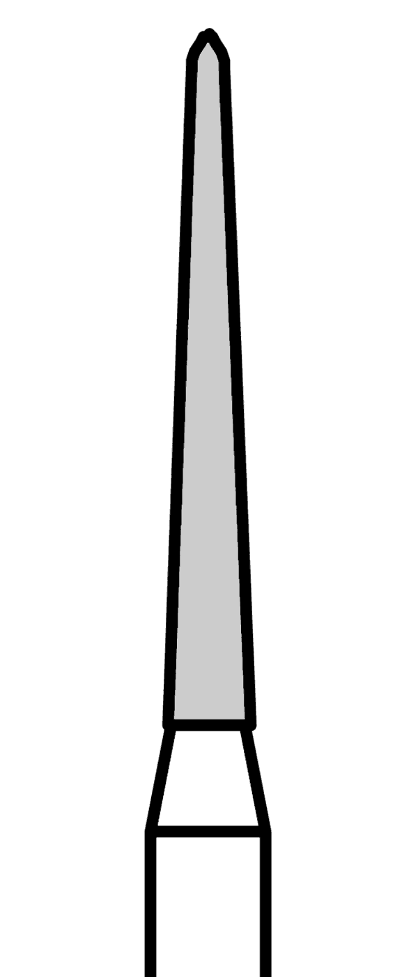 Diamantový vrtáček, černé torpédo, kónické (L = 10 mm), do červeného kolénka, velmi hrubá zrnitost, Ø 1,4 mm – 806 314 299K 544 014