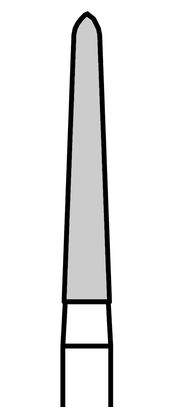 Diamantový vrtáček, zelené torpédo, kónické (L = 10 mm), do modrého kolénka, hrubá zrnitost, Ø 1,8 mm – 806 204 299K 534 018