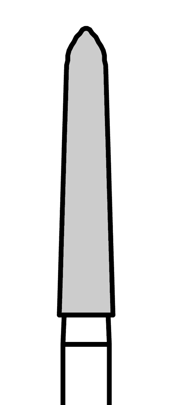 Diamantový vrtáček, zelené torpédo, kónické (L = 10 mm), do červeného kolénka, hrubá zrnitost, Ø 2,1 mm – 806 313 299K 534 021