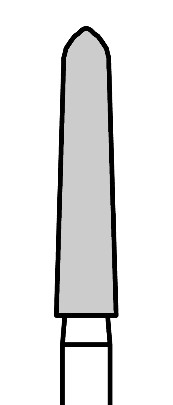 Diamantový vrtáček, modré torpédo, kónické (L = 10 mm), do červeného kolénka, střední zrnitost, Ø 2,3 mm – 806 314 299K 524 023