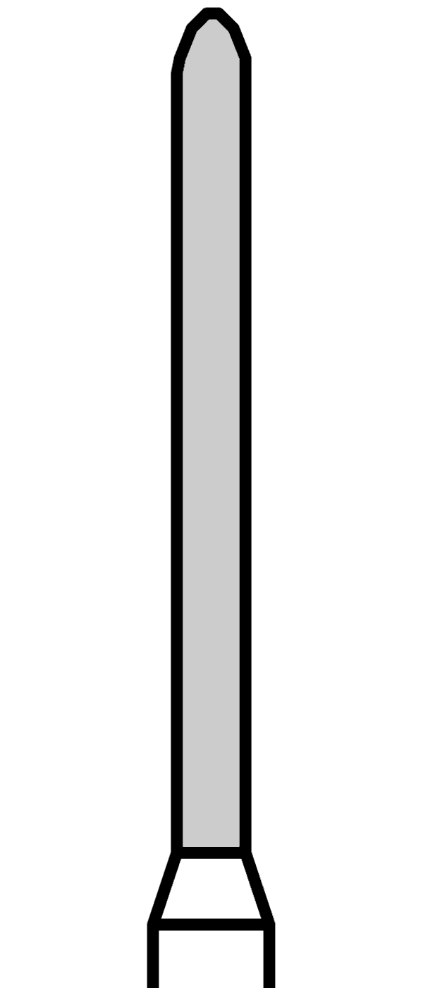 Diamantový vrtáček, červené torpédo, dlouhé (L = 12 mm), do červeného kolénka, jemná zrnitost, Ø 1,2 mm – 806 313 291 514 012