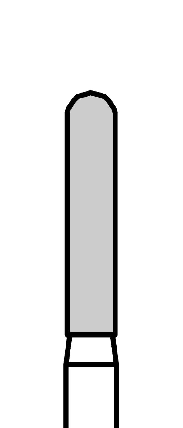 Diamantový vrtáček, žluté torpédo, oblé (L = 8 mm), do červeného kolénka, velmi jemná zrnitost, Ø 1,8 mm – 806 313 141 504 018
