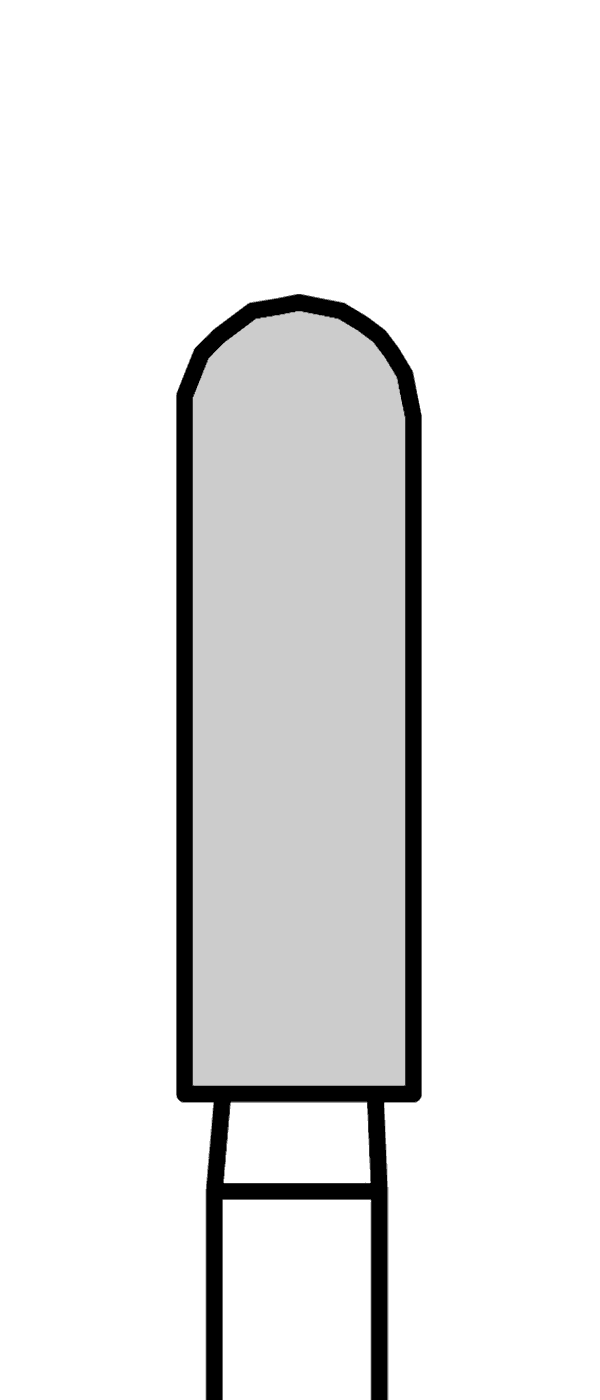 Diamantový vrtáček, černé torpédo, oblé (L = 8 mm), do červeného kolénka, velmi hrubá zrnitost, Ø 2,5 mm – 806 313 141 544 025