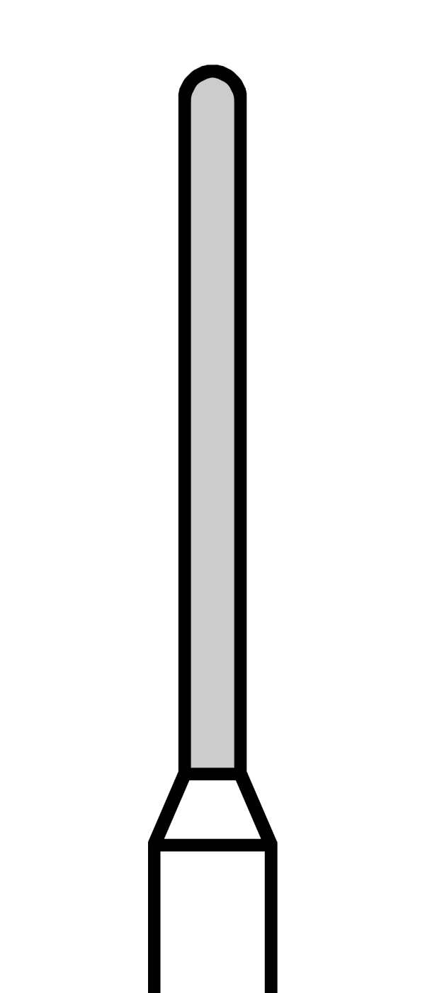 Diamantový vrtáček, zelené torpédo, oblé (L = 10 mm), do červeného kolénka, hrubá zrnitost, Ø 1 mm – 806 313 142 534 010