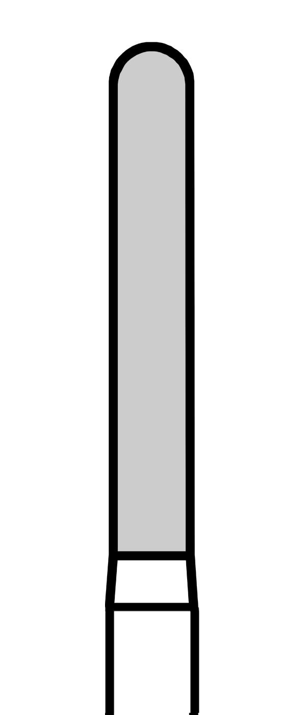 Diamantový vrtáček, černé torpédo, oblé (L = 10 mm), do červeného kolénka, velmi hrubá zrnitost, Ø 1,6 mm – 806 314 142 544 016