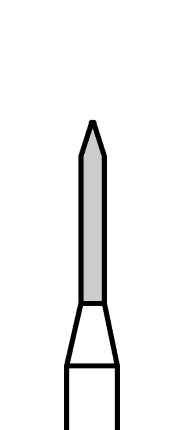 Diamantový vrtáček, modrý válec, špičatý, Marxkors (L = 6 mm), do červeného kolénka, střední zrnitost, Ø 1 mm – 806 313 129 524 010