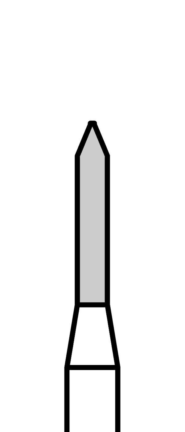 Diamantový vrtáček, modrý válec, špičatý, Marxkors (L = 6 mm), do mikromotoru, střední zrnitost, Ø 1,2 mm – 806 104 129 524 012