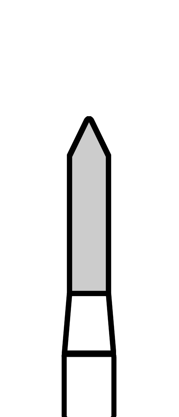 Diamantový vrtáček, zelený válec, špičatý, Marxkors (L = 6 mm), do červeného kolénka, hrubá zrnitost, Ø 1,4 mm – 806 314 129 534 014