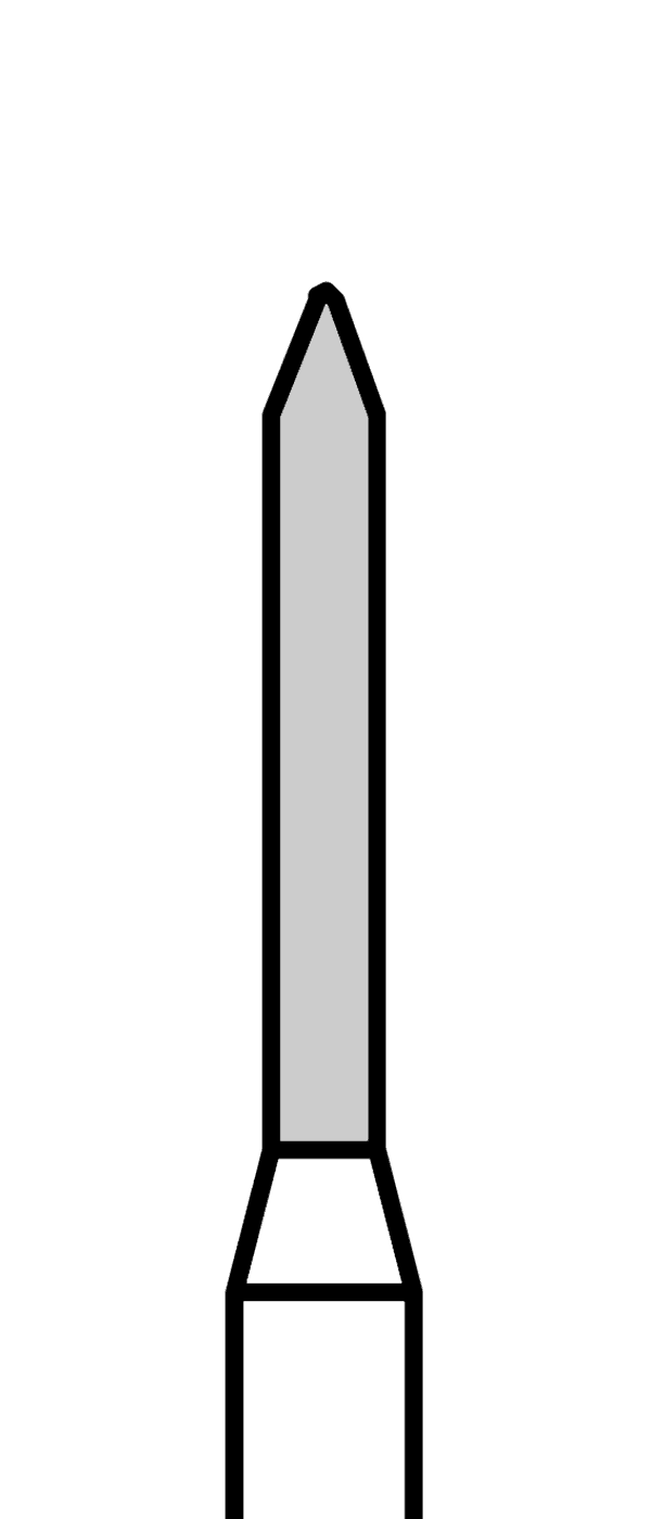 Diamantový vrtáček, červený válec, špičatý, Marxkors (L = 8 mm), do červeného kolénka, jemná zrnitost, Ø 1,2 mm – 806 313 130 514 012