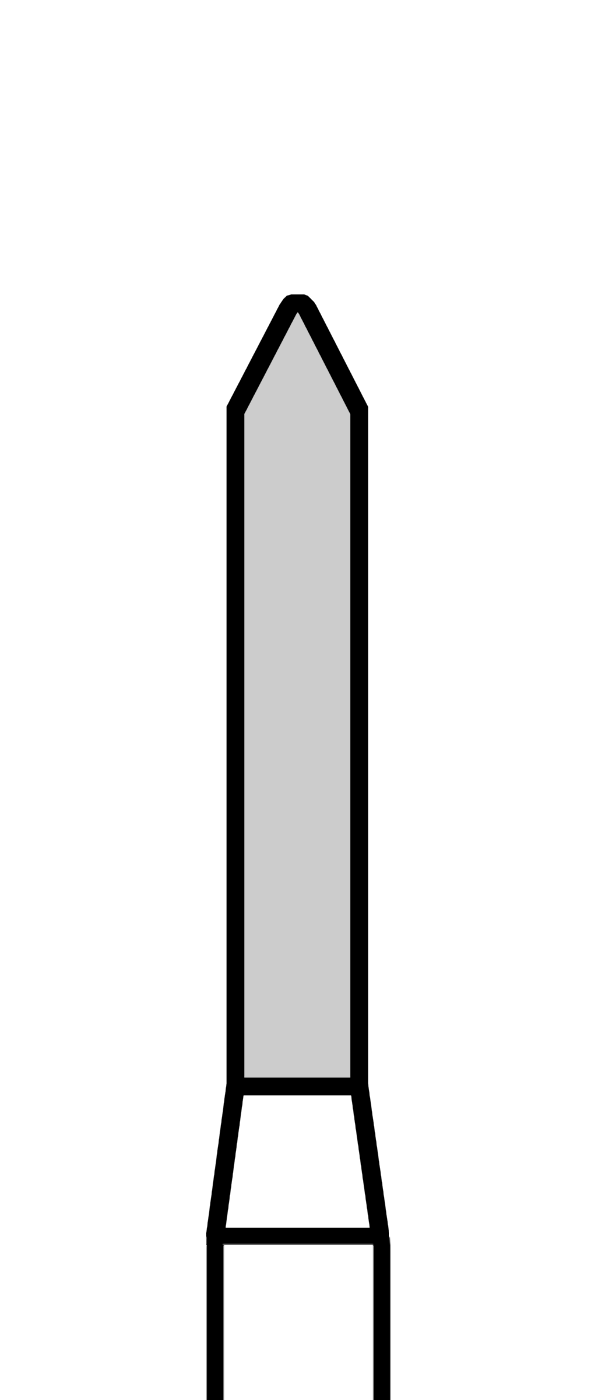 Diamantový vrtáček, černý válec, špičatý, Marxkors (L = 8 mm), do červeného kolénka, velmi hrubá zrnitost, Ø 1,6 mm – 806 313 130 544 016