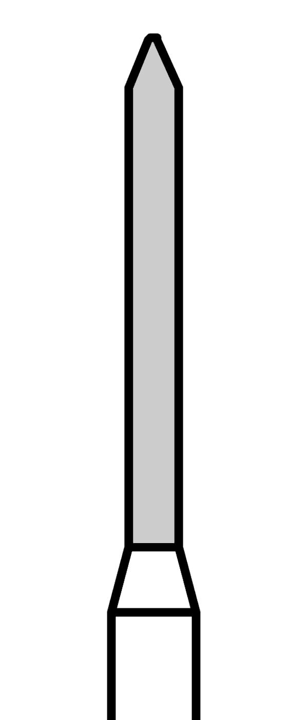 Diamantový vrtáček, červený válec, špičatý, Marxkors (L = 10 mm), do červeného kolénka, jemná zrnitost, Ø 1,2 mm – 806 314 131 514 012