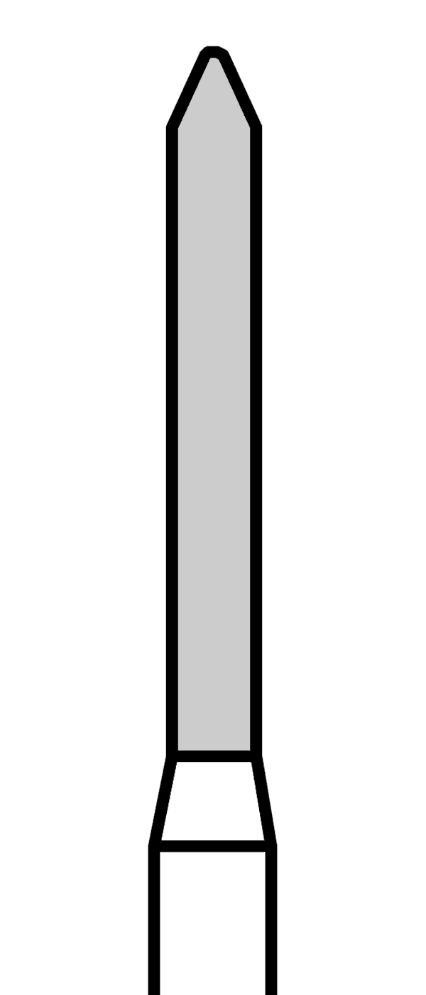 Diamantový vrtáček, zelený válec, špičatý, Marxkors (L = 10 mm), do červeného kolénka, hrubá zrnitost, Ø 1,4 mm – 806 314 131 534 014
