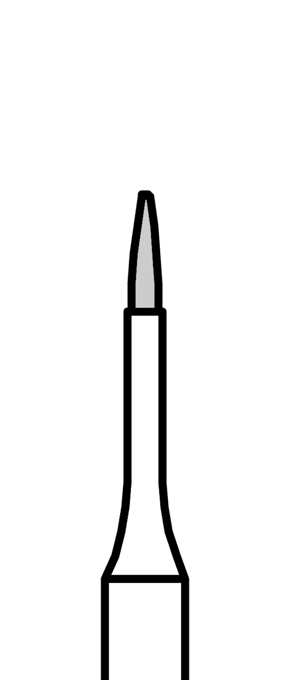 Micro-diamant, červený plamen, úzký, do červeného kolénka, jemná zrnitost, Ø 0,7 mm – 806 313 540 514 007
