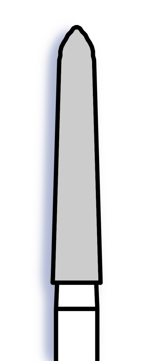 Tvrdokovový finír, torpédo, kónický, 12 břitů, do červeného kolénka, Ø 1,8 mm