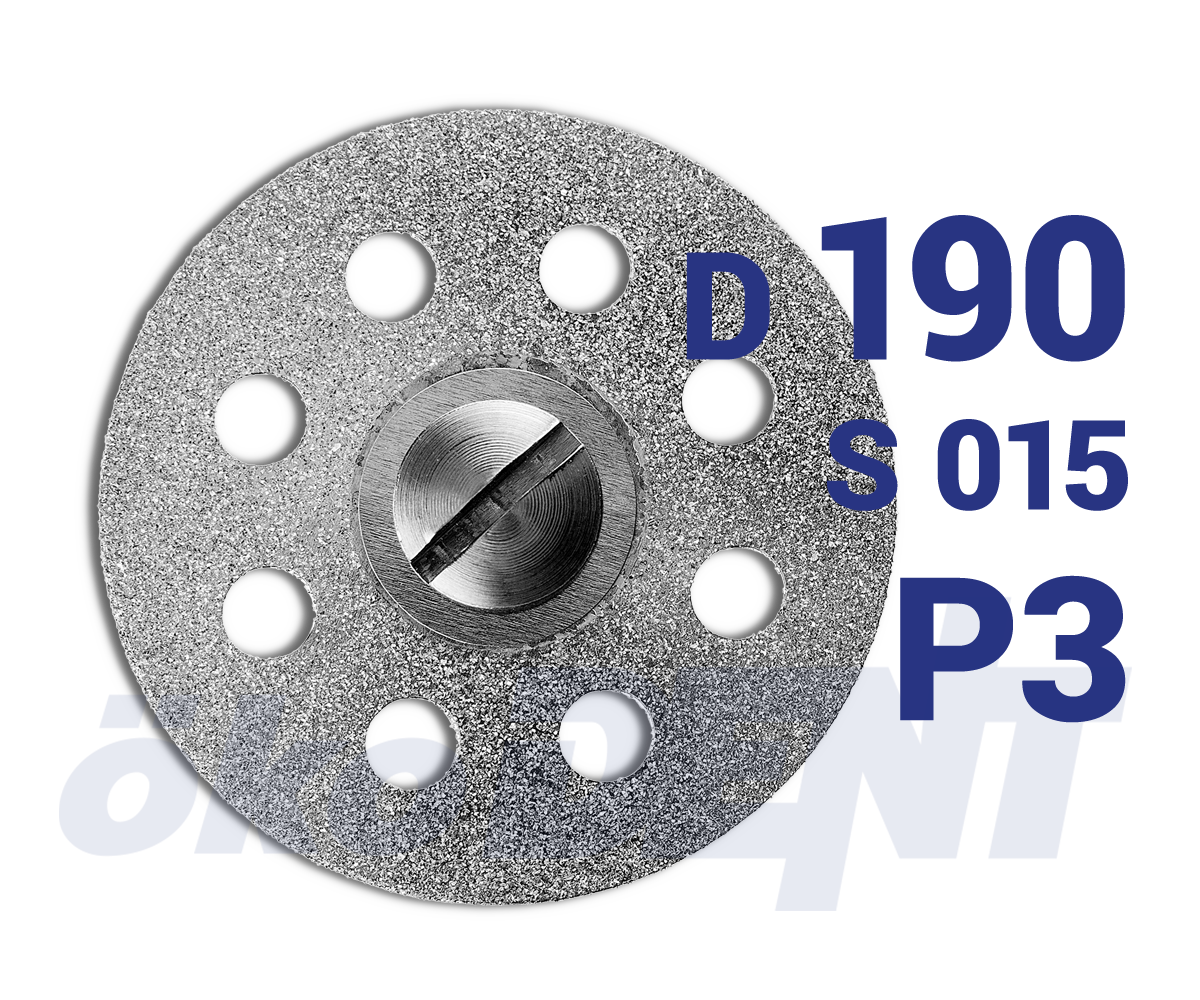 Diamantový disk, červený P3, montovaný, superflex, perforovaný, plný řez, do mikromotoru, jemná zrnitost, Ø 19 mm