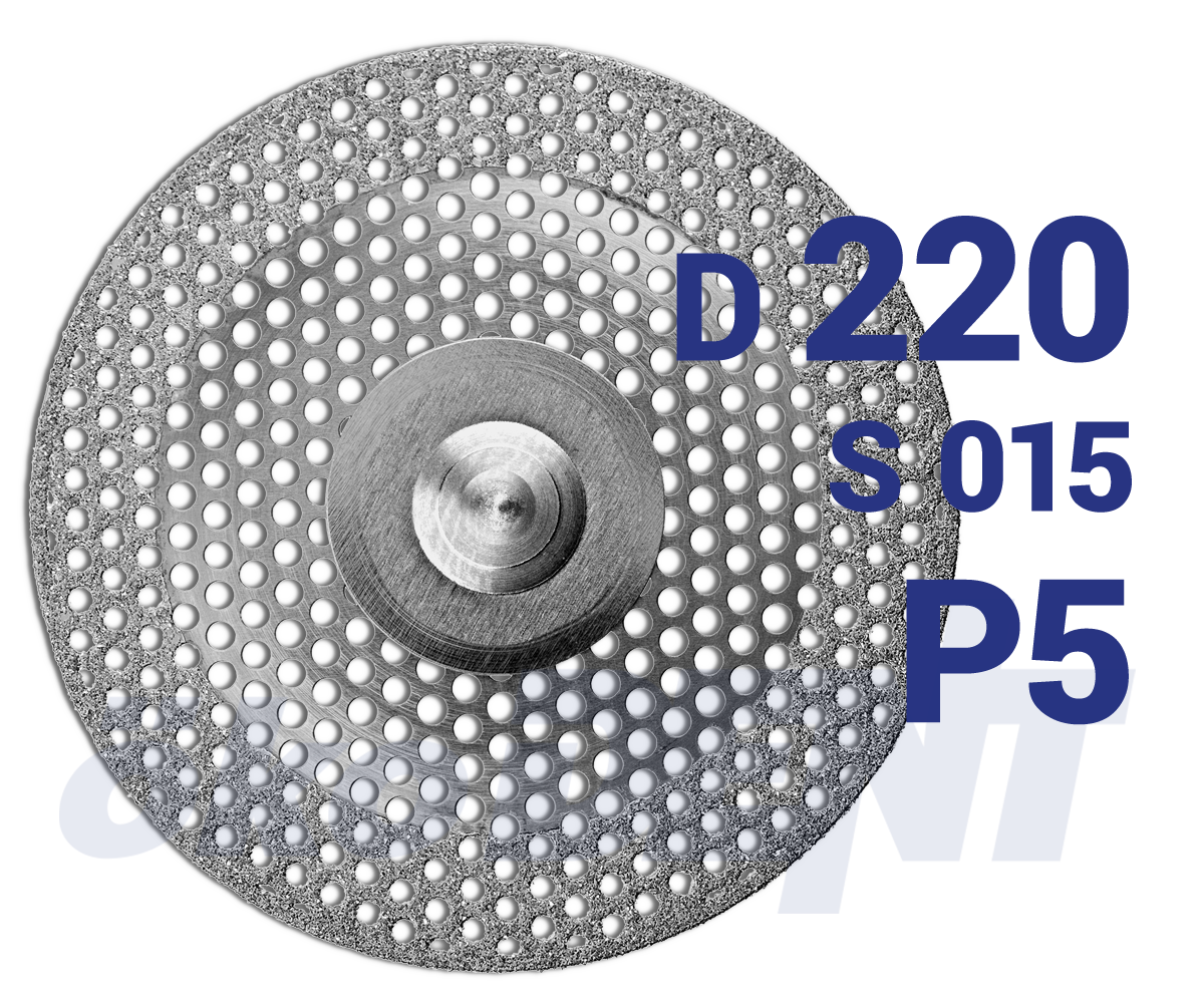 Diamantový disk, červený superflex, perforovaný P5, do mikromotoru, jemná zrnitost, Ø 22 mm