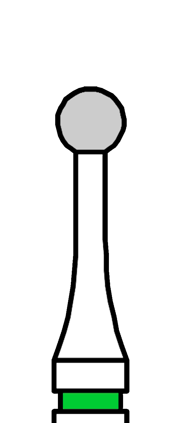 Růžicový vrtáček, kulička, úzký krček, do modrého kolénka, Ø 2,1 mm