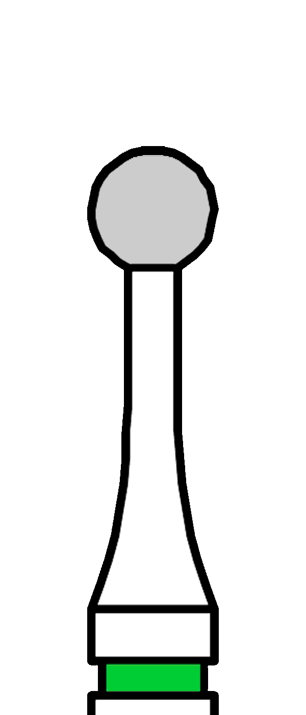 Růžicový vrtáček, kulička, úzký krček, do modrého kolénka, Ø 2,3 mm