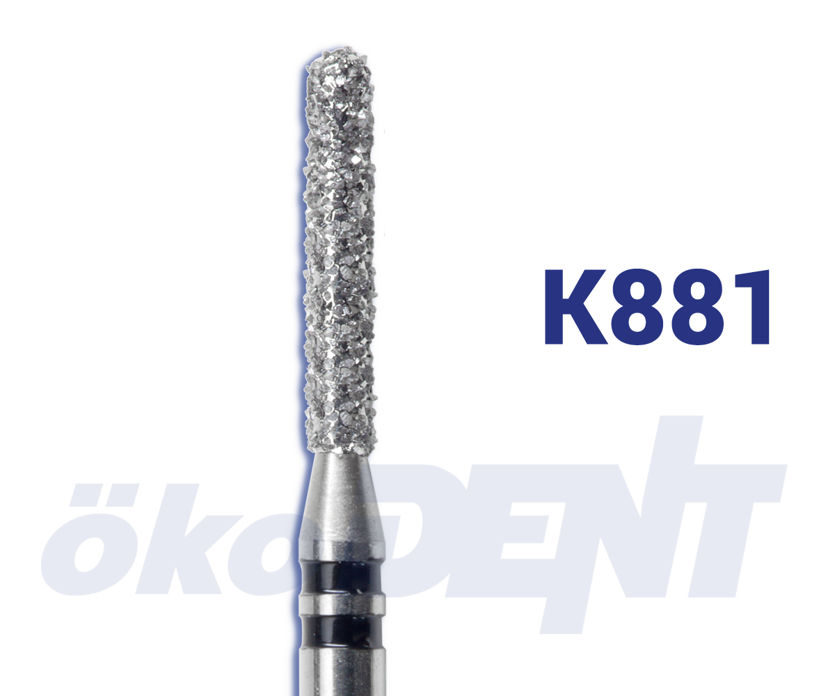 Diamantový rozřezávač korunek, černý válec, oblý (L = 8 mm), do červeného kolénka, velmi hrubá zrnitost, Ø 1,2 mm