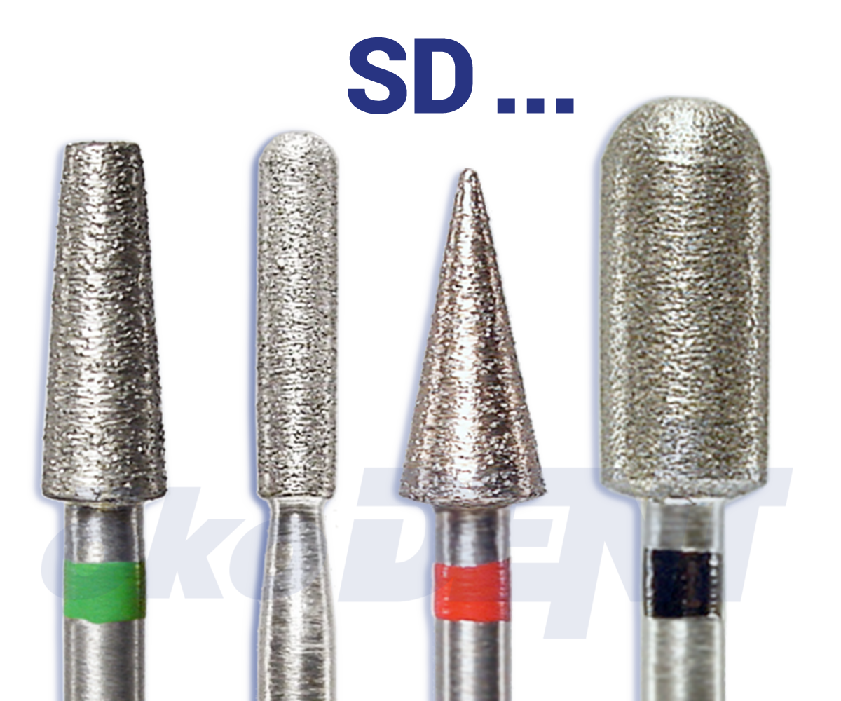 Modrý sintrovaný diamant, do mikromotoru, kónus, oblý, střední zrnitost, Ø 5 mm