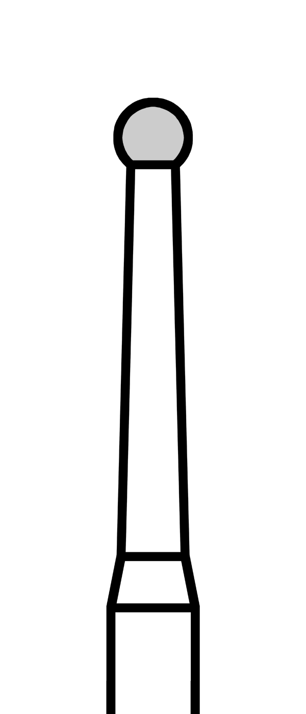Diamantový vrtáček, modrá kulička s prodlouženým krčkem, do červeného kolénka, střední zrnitost, Ø 1,6 mm – 806 314 697 524 016