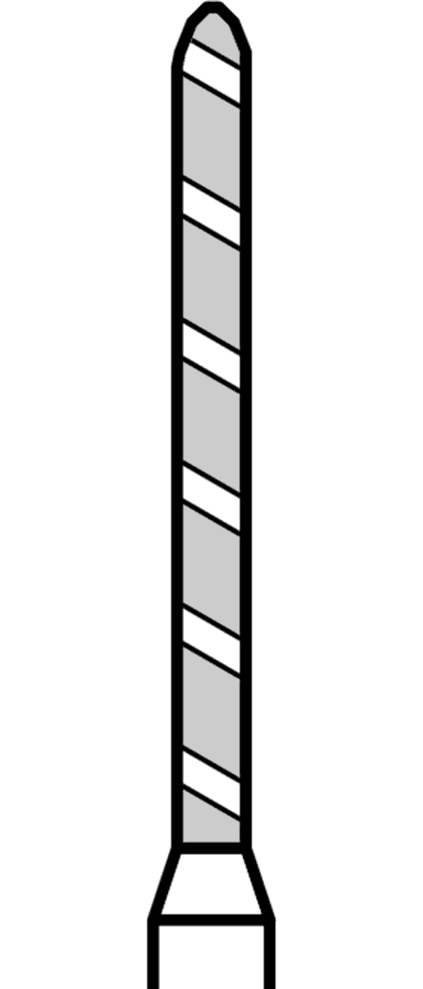 TURBO diamant, černé torpédo, dlouhé (L = 12 mm), do červeného kolénka, velmi hrubá zrnitost, Ø 1,2 mm
