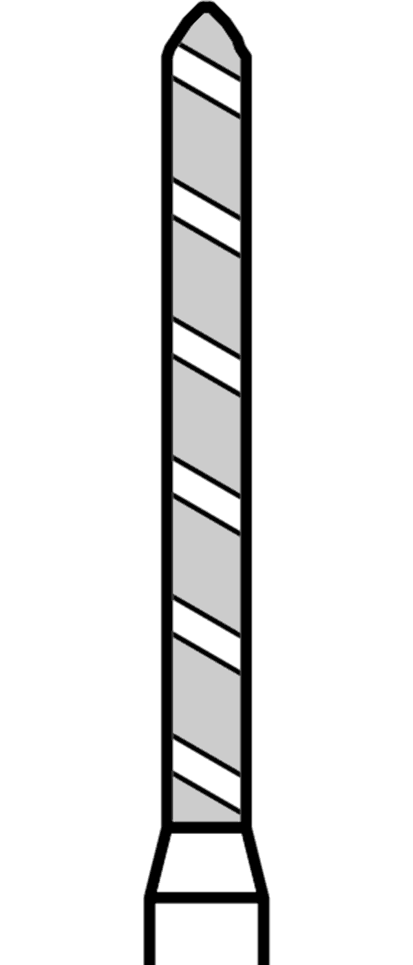 TURBO diamant, černé torpédo, dlouhé (L = 12 mm), do červeného kolénka, velmi hrubá zrnitost, Ø 1,4 mm