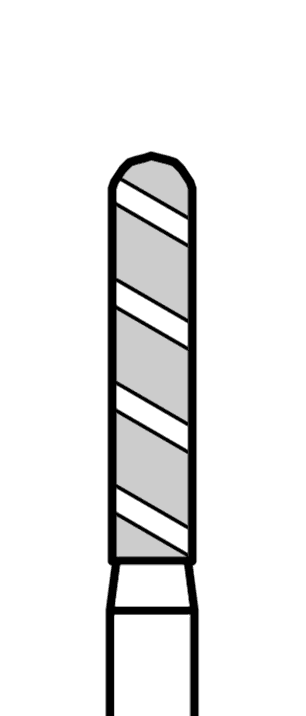 TURBO diamant, černý válec, oblý (L = 8 mm), do červeného kolénka, velmi hrubá zrnitost, Ø 1,8 mm