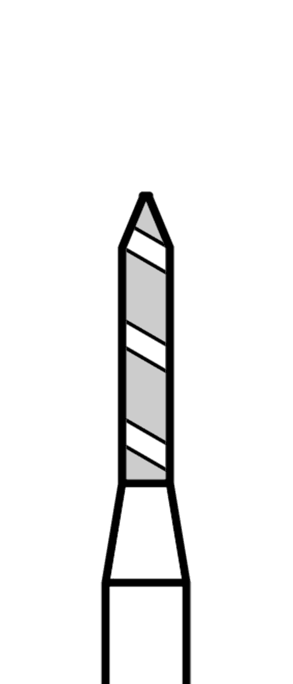 TURBO diamant, černý válec, špičatý (L = 6 mm), do červeného kolénka, velmi hrubá zrnitost, Ø 1,2 mm