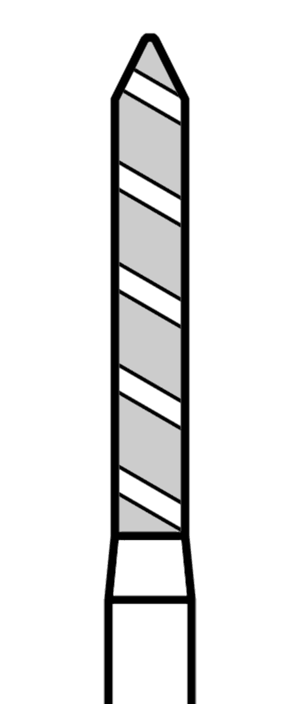TURBO diamant, černý válec, špičatý, Marxkors (L = 8 mm), do červeného kolénka, velmi hrubá zrnitost, Ø 1,6 mm