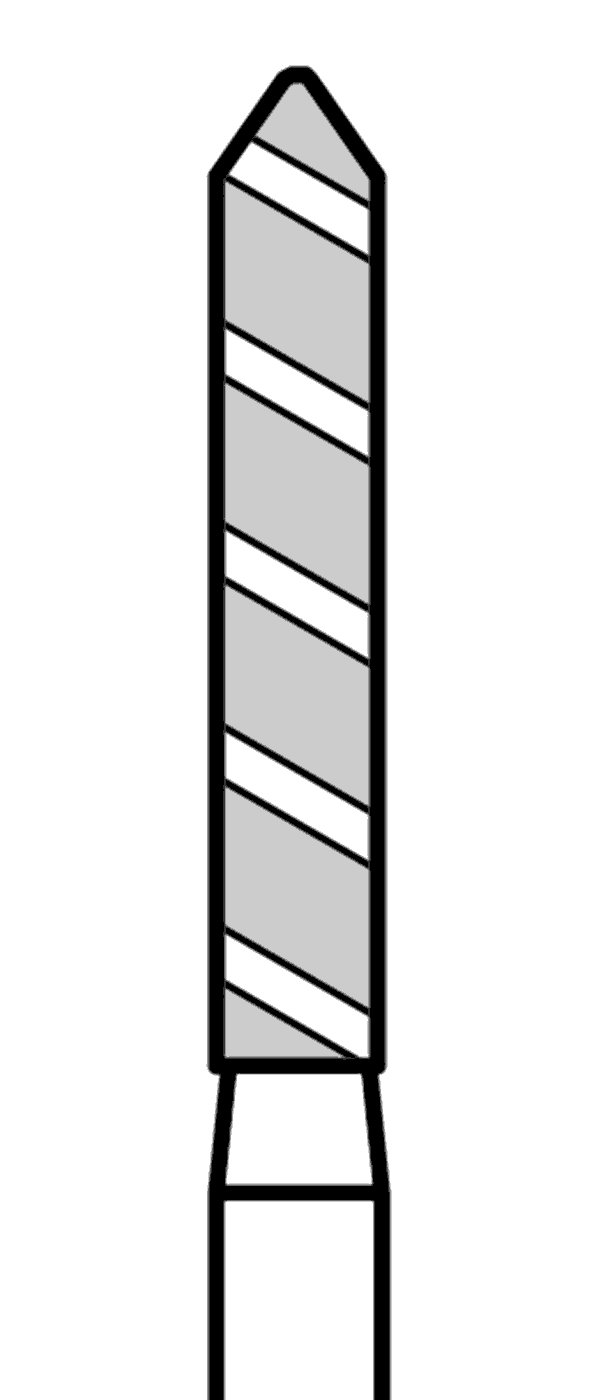 TURBO diamant, černý válec, špičatý, Marxkors (L = 8 mm), do červeného kolénka, velmi hrubá zrnitost, Ø 1,8 mm