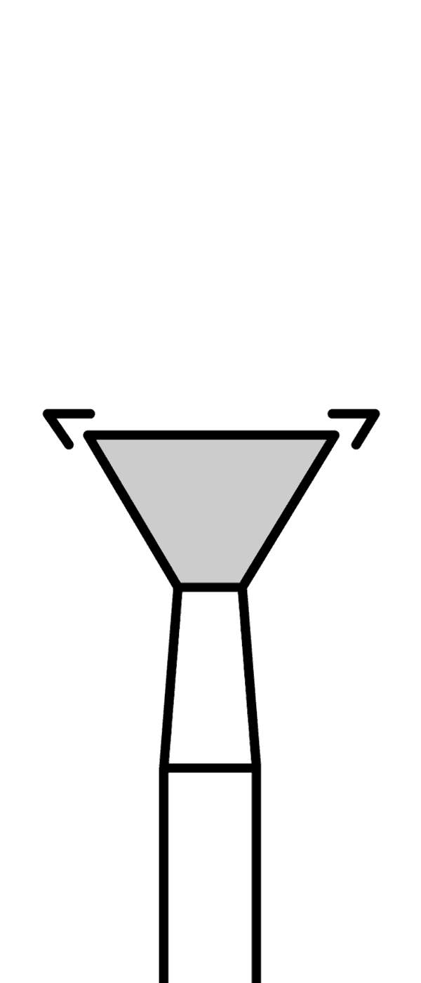 Diamantový vrtáček, modrý obrácený kužel, ostrý úhel, do modrého kolénka, střední zrnitost, Ø 4,7 mm – 806 204 014 524 047